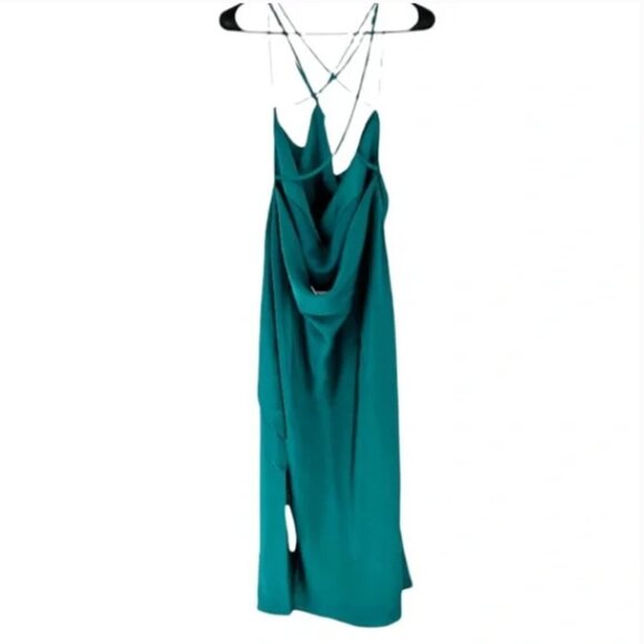 Asos Design One Shoulder Drape Bodice Detail Satin Midi Dress - US 10 - Picture 6 of 7